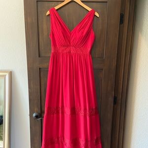 Long Red/Burgundy Dress with Lace